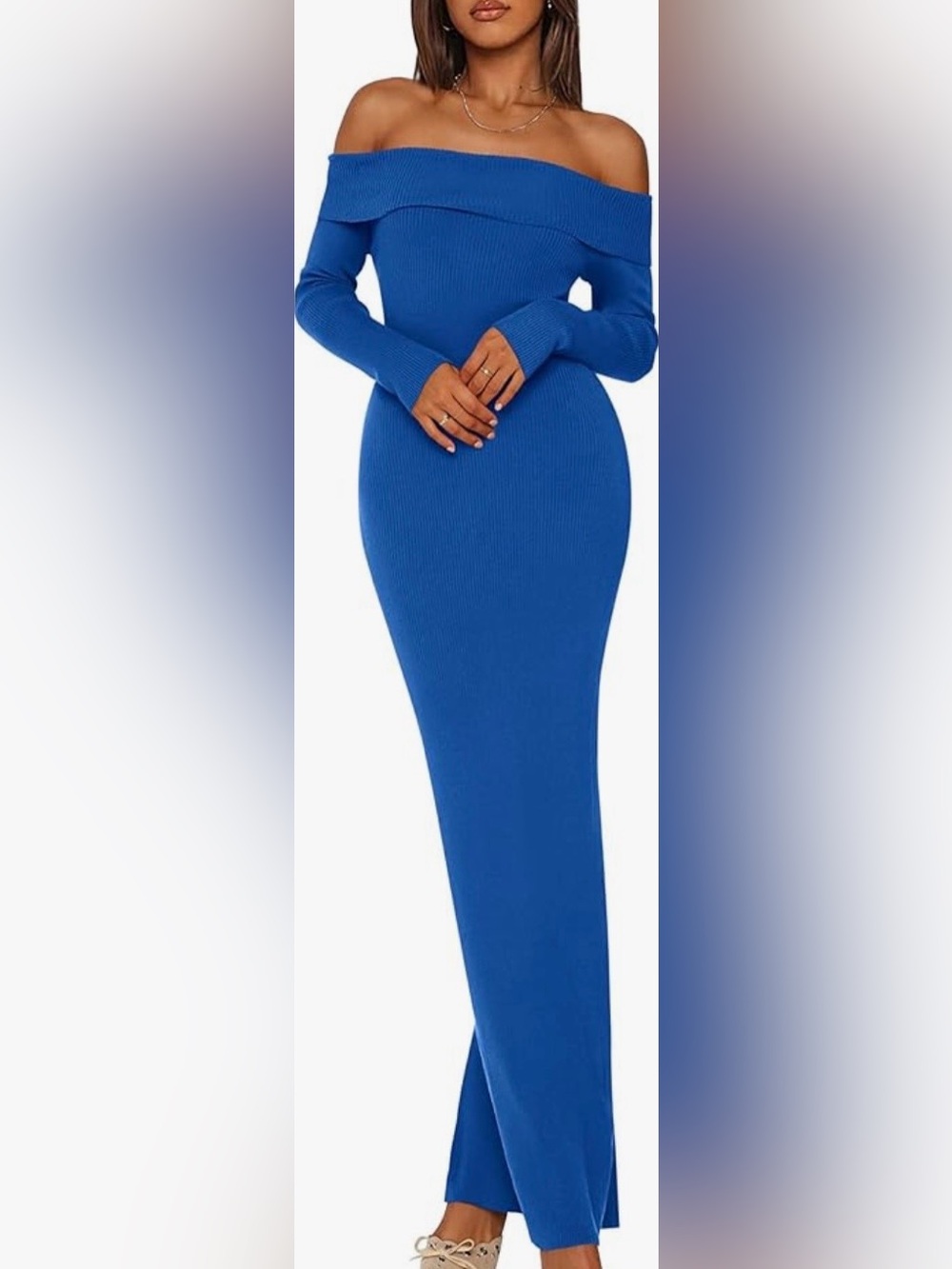 PRETTYGARDEN  Dress Long Sleeve Off Shoulder Slit Maxi Bodycon
Cocktail Dress